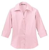 NEW Port Authority - Ladies 3/4 Sleeve Open Neck Blouse Pale Pink-L