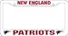 Official NFL New England Patriots White Plastic Auto, Truck License Plate Frame