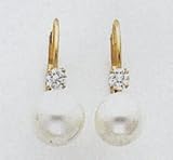 Pearl Leaverback Earrings with a Dimond - XLB70PLAA