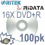 Ritek RiData 16X DVD+R silver matte in 50pc/cakebox 100 pack - Kit includes keychain LED light