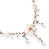 Sterling Silver CZ/Cherry Qtz/Opaite/Cult Pink & Mother of Pearl Necklace - 16 Inch