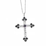 The Olivia Collection Presents a Sterling Silver Cross Pendant Studded with Sapphires on a 16 Chain