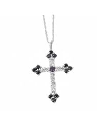 The Olivia Collection Sterling Silver Sapphire Cross Pendant on 16 Inch Chain