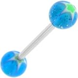 psychedelich Aqua STAR Acrylic Barbell Tongue Ring