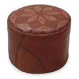 Leather ottoman, 'Star'