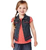 Pure Cotton Classic Collar Denim Waistcoat