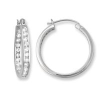 .925 Silver & CZ Hoop Earrings. by 
