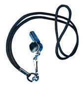 Chrome Sonic Whistle with Black Lanyard