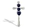 14K White Gold Genuine Heart Sapphire and Diamond Cross Pendant