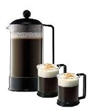 Bodum Classic - Brazil-Set - Coffee Plunger with 2 Coffee Mugs (Polypropylene and Stainless Steel) - Color: Black