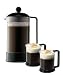 Bodum Classic - Brazil-Set - Coffee Plunger with 2 Coffee Mugs (Polypropylene and Stainless Steel) - Color: Black
