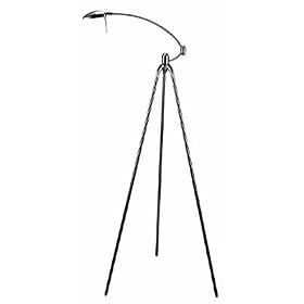 Tripod Adjustable Polished Steel Floor Lamp