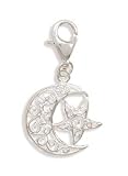 Filigree Moon and Star Charm with Lobster Clasp