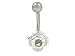 Flower Design Belly Button Ring with Clear Jewel title=