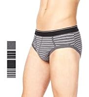 4 Pack Authentic Cool & Fresh™ Stretch Cotton Striped Briefs with Stay New™