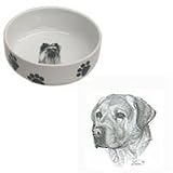 Yellow Lab Paw Print Bowl, Porcelain by Rosalinde (7 in. x 2.5 in. deep)
