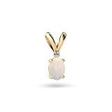 14K Yellow Gold Genuine Oval Opal Pendant