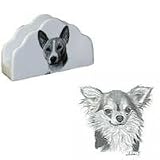 Chihuahua, Longhair Napkin Holder, Porcelain by Rosalinde