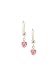 14k Yellow Gold, Pink Heart Drop Dangling Earring with Brilliant Created Gems