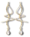 Earspiral Earrings 353CZGF with dangling Cubic Zirconia, 14K Gold-filled