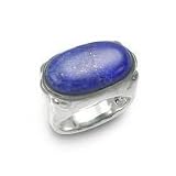 .925 Silver & Lapis-Lazuli Oval Ring, Sizes 6-8