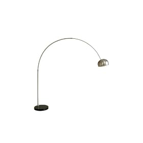 Arco Lamp Black Round Flat Base Floor Lamp by Baxton Studio