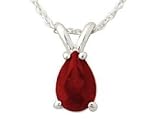 All-Natural Genuine 5x3 mm, Pear Shape Ruby pendant set in 14k White Gold GPA0053RB1