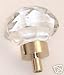 OLD TOWN DIAMOND CUT 24% Lead Crystal Glass  Ice Clear Knob Pulls - POLISHED BRASS trim. Image