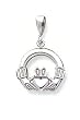14kt White Gold Irish Celtic Claddagh Pendant Charm