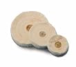 MUSLIN BUFF FINEX WITH LEATHER CENTER 6" DIAMETER X 60 PLY COMBED 4 ROWS OF STITCHING
