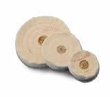 MUSLIN BUFF FINEX WITH LEATHER CENTER 5 DIAMETER X 60 PLY COMBED 3 ROWS OF STITCHING