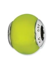 Sterling Silver Lime Green Matte Italian Murano Charm