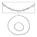 Sterling Silver, Pearl Necklace and Bracelet Set
