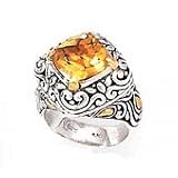 925 Silver & Citrine Ring with 18k Gold Accents (4.29ctw) Sizes 6-8
