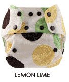 Blueberry One Size Deluxe Pocket Diapers - Snaps - Lemon Lime