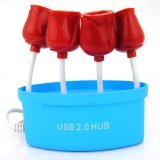 Romantic Rose USB 2.0 4-Port Ultra Mini Hub, Blue Base