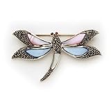 Sterling Silver Marcasite and Mother of Pearl Butterfly Pin