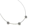 14K White Gold 16'' Cable-chain sapphire and diamond necklace, enhanced with prong set diamonds.