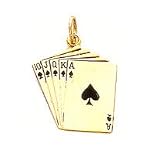 Charm - 14kt Gold Enameled Royal Flush Playing Cards Charm