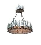Meyda 106007 Pinetrees And Wildlife 3 Light Inverted Pendant Fixture