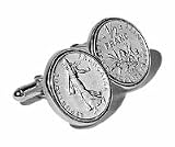 Sterling silver cufflinks with French coin with presentation box