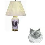 Porcelain Lamp with Birman Cat
