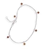 Sterling Silver 9 + 1 Inch Extension Amber Bead Charm Anklet