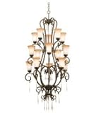 IMAGE OF Kalco 3083TN-1219 Palladium 15 Light Large Foyer Chandelier in Tuscan Sun with White Alabaster glass