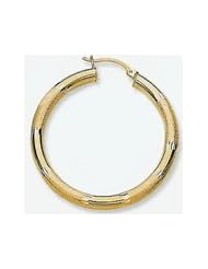 14k Diamond Cut Tube Hoop Earrings