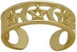 10 Karat Yellow Gold Moon & Stars Toe Ring