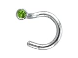 Green Genuine Diamond, Bezel set Gold Nose Ring