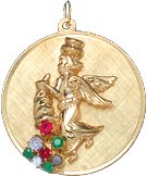 Angel on Disc, 14K Gold Charm