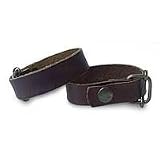 NOVICA Leather bracelets, 'Parallel Brown' (pair)
