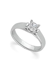 14k White Gold Solitaire Diamond Bridal Engagement Ring by 